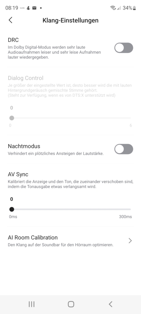 LG Soundbar App Einstellungen