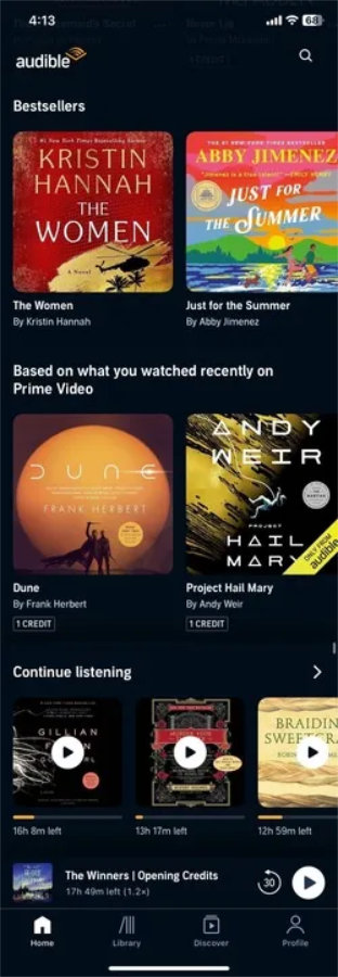 Audible kann Hörbücher auf Basis deiner Prime-Video-Nutzung abgeben. 