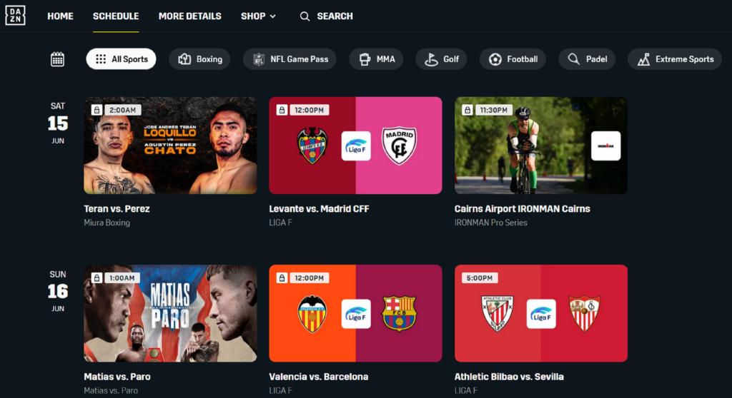 Screenshot DAZN