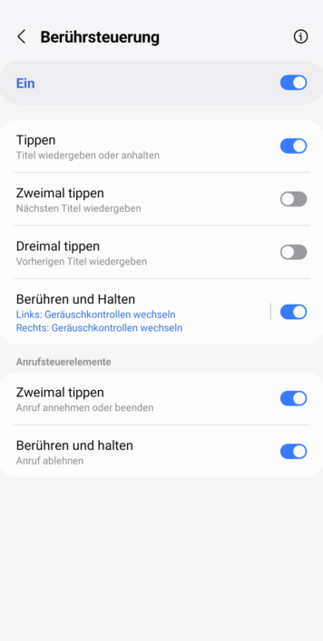 Samsung Galaxy Buds FE Screenshot Steuerung