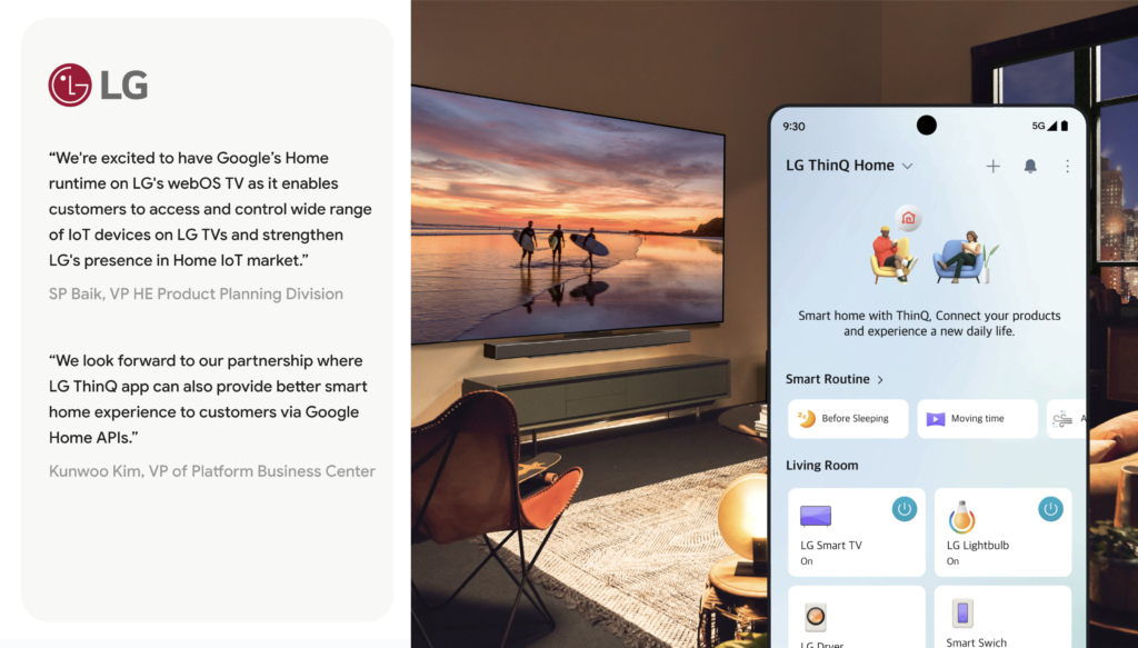 LG will ebenfalls über die APIs für Google Home mitmischen. 
