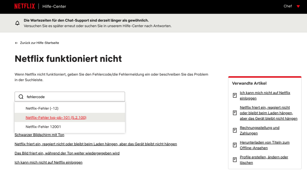 Netflix Fehlercodes entschlüsseln.