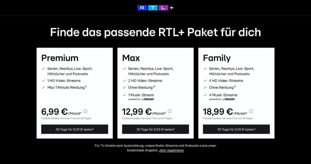 RTL+ Preise