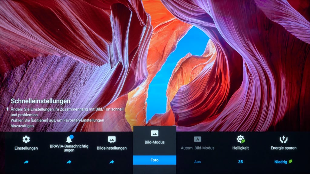 Schnelleinstellungen Sony X75WL