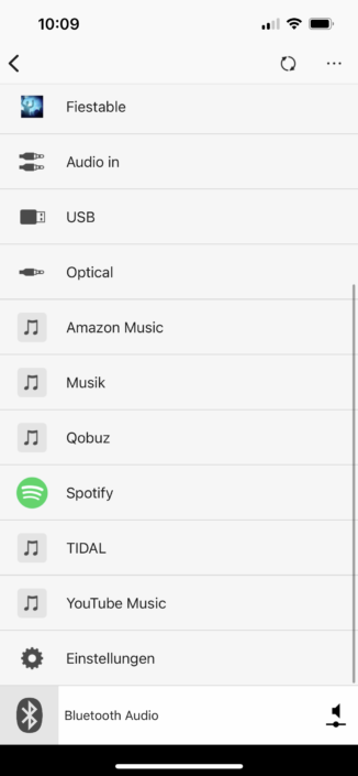 Screenshot der Sony Music Center App