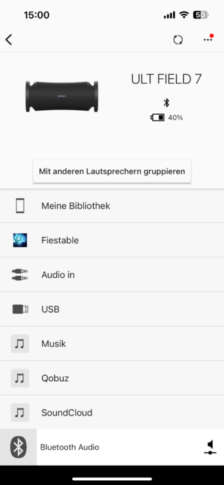 Sony Ult Field 7 Test | App Benutzeroberfläche