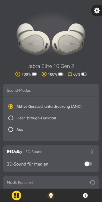 Jabra Elite 10 Gen 2 – App Startmenü