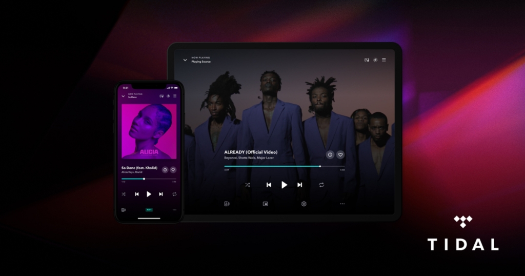 Tidal auf Mobiltelefon und Tablet