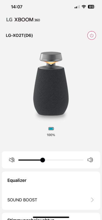 LG XBoom 360 DX02 | App Übersichtsseite