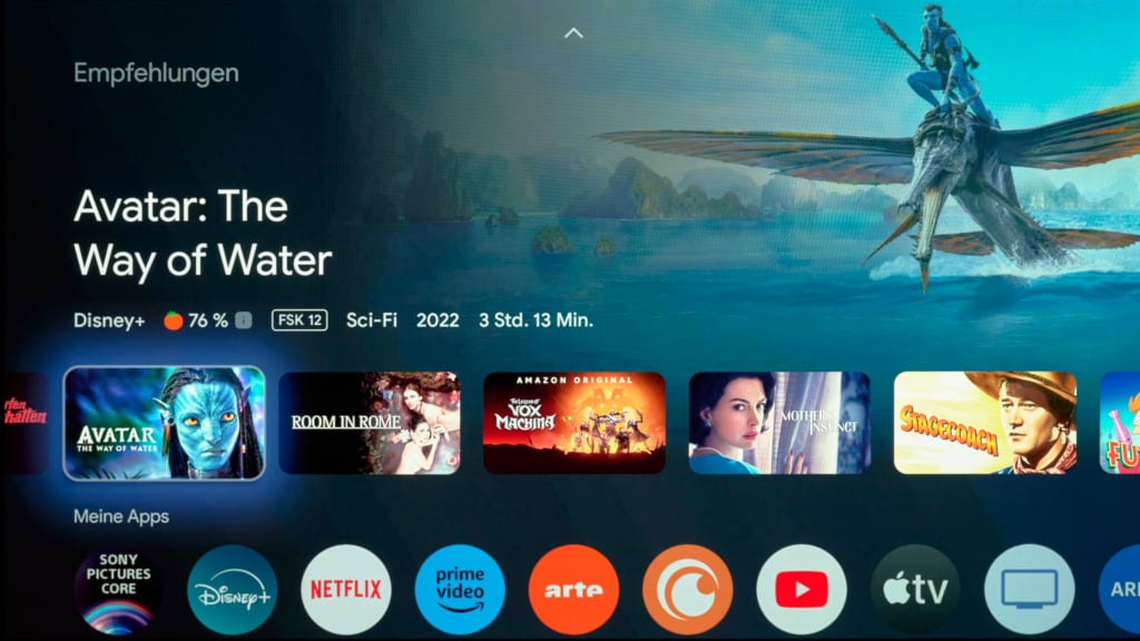Google TV Startmenü