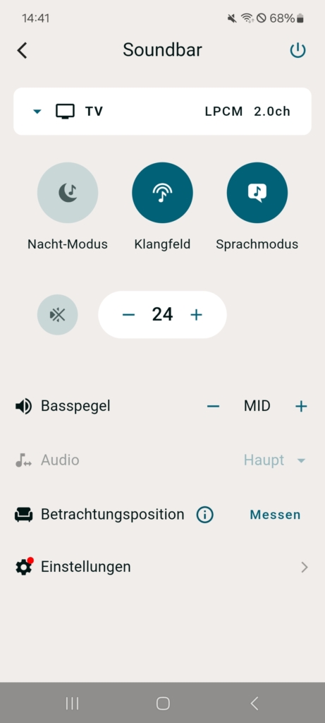 Sony Bravia Connect App Startseite