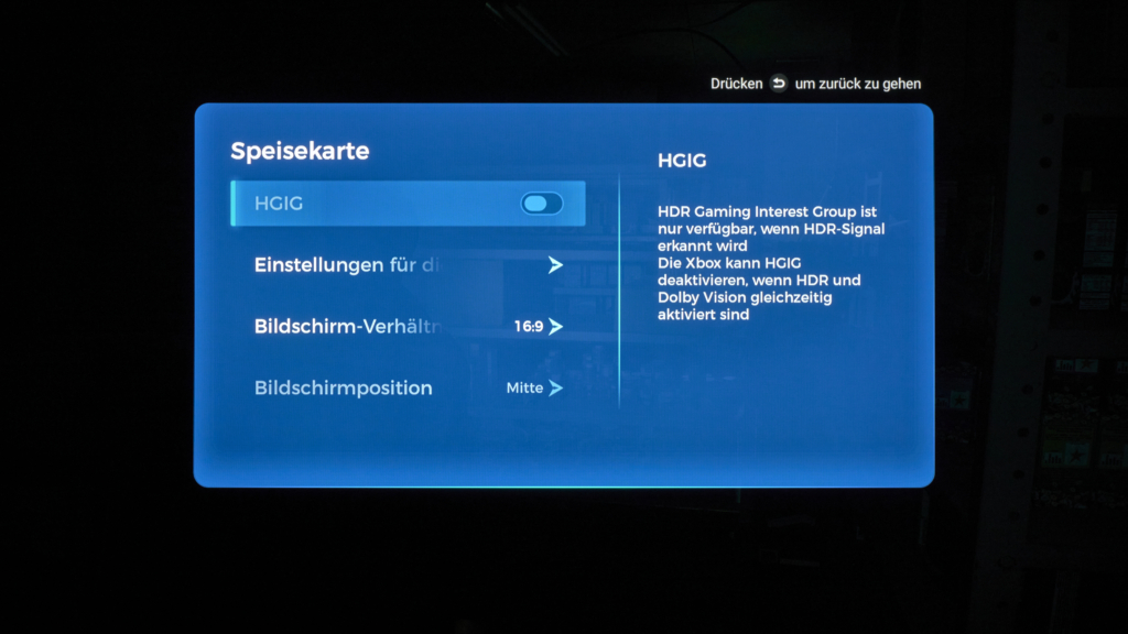 Speisekarte Menü TCL C855