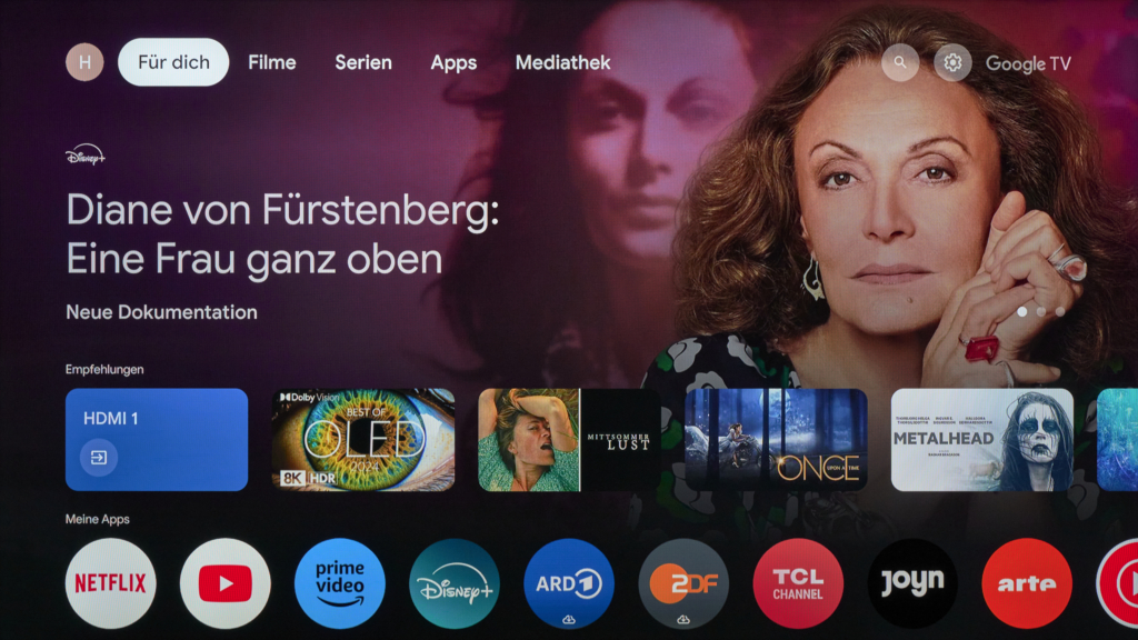 Startseite Google TV
