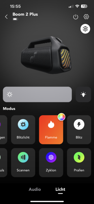 Soundcore Boom 2 Plus Test | Screenshot Lichtshow