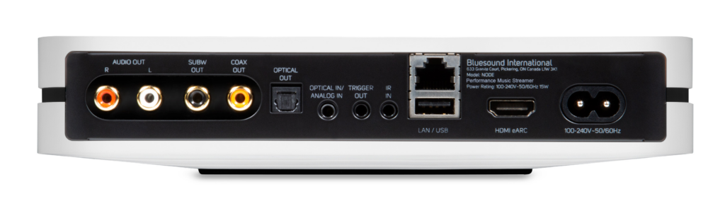 Bluesound Node (N132) Rückseite mit Schnittstellen