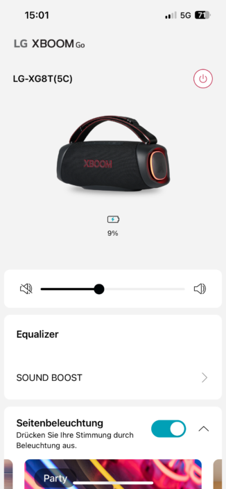 LG Xboom Go DXG8T Test | App Übersicht
