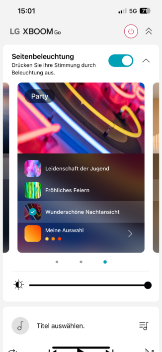 LG XBOOM Go DXG8T Test | Licht-Einstellung