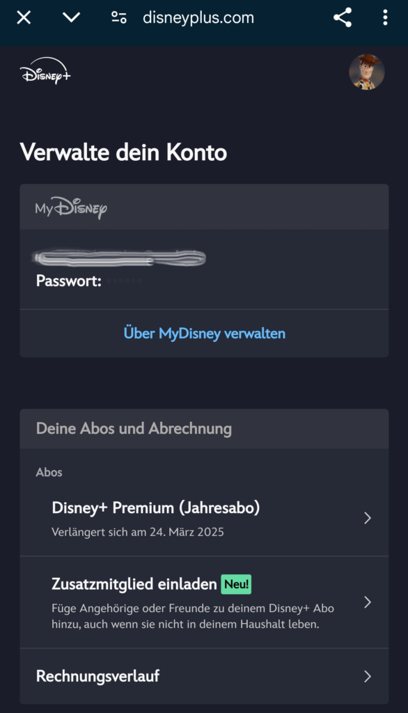Die App von Disney+ erlaubt es bereits, Zusatzmitgliedschaften zu buchen.