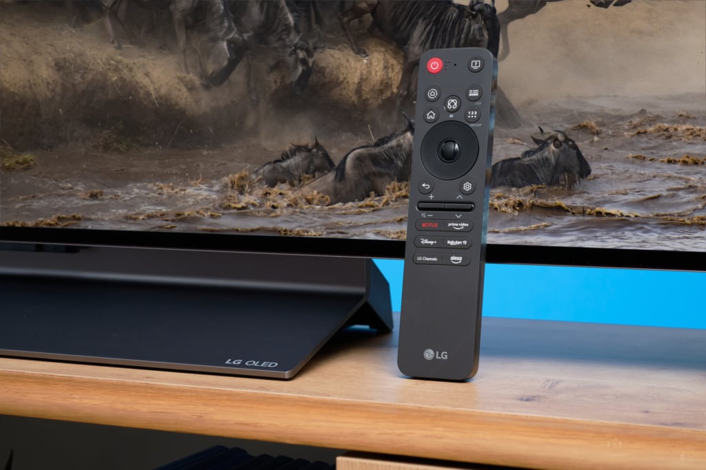 Fernbedienung vor LG-Fernseher