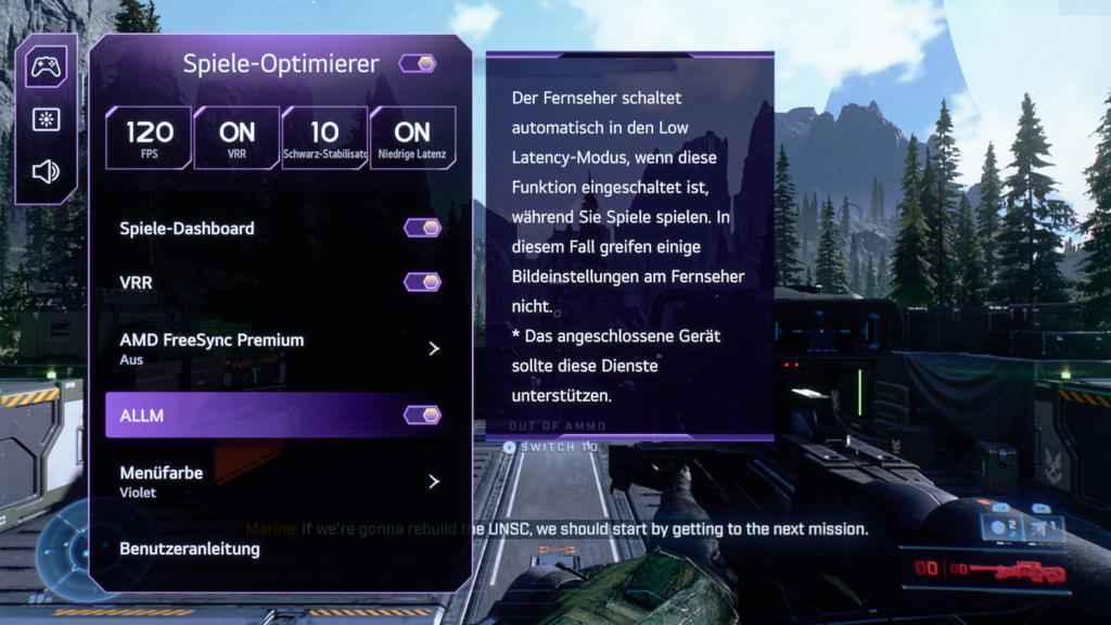 Spiele-Optimierer Menü vor Halo Infinite