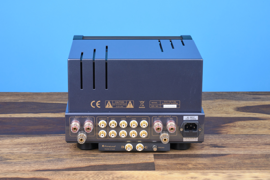 Prima Luna Evo 100 Tube Integrated Amplifier Rückseite mit Anschlüssen