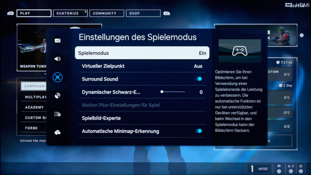 Einstellungen des Spielemodus