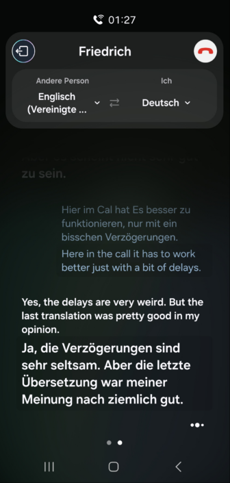 Samsung Galaxy Buds3 – Dolmetscher Screenshot