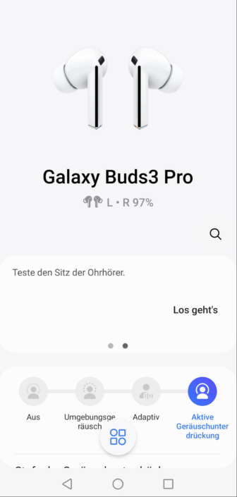Samsung Wearables App Menü