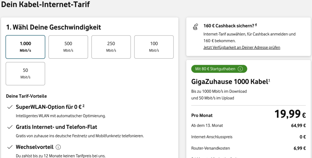 Internet-Tarife von Vodafone