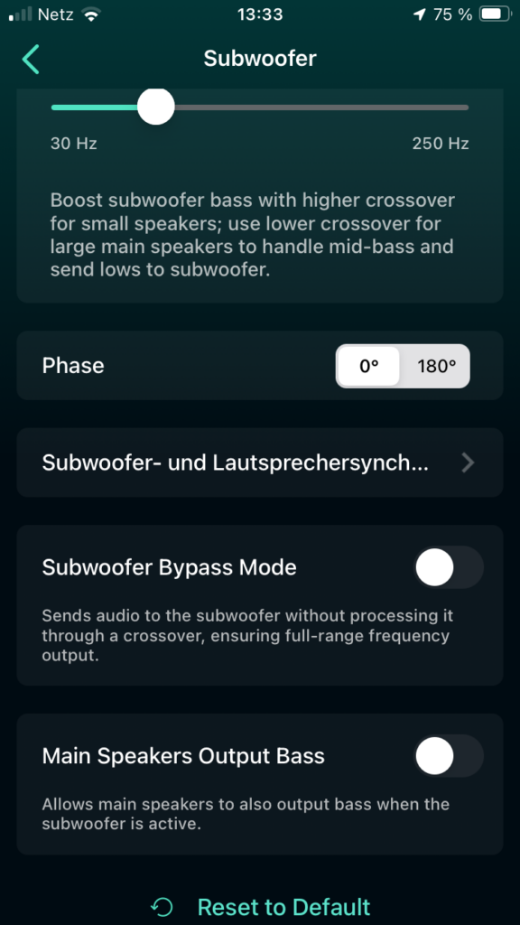 WiiM Ultra App Screenshot Subwoofer Management