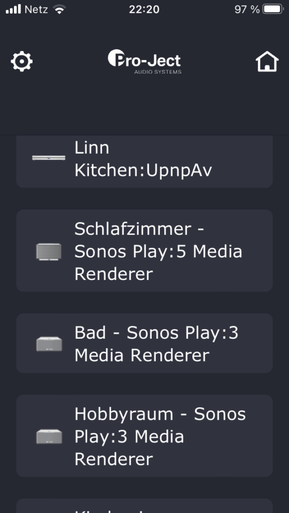 Pro-Ject T2 W App Screenshot Wiedergabegeräte