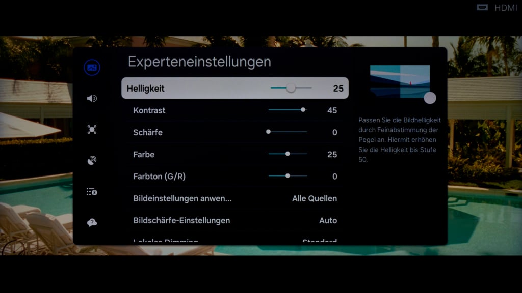 Experteneinstellungen Bild Menü Samsung QN95D