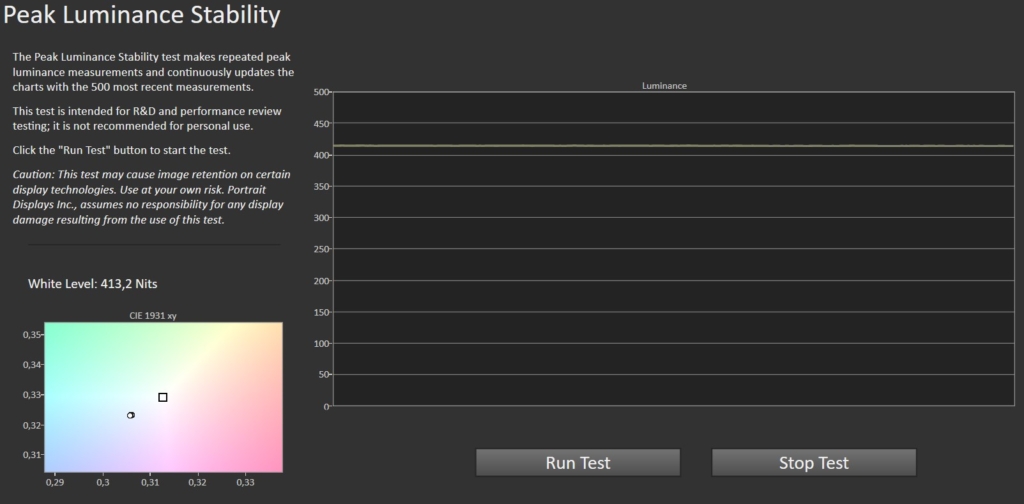 Calman HDR Peak Luminance Stability