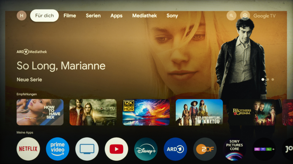Sony Bravia 9 Startseite Google TV