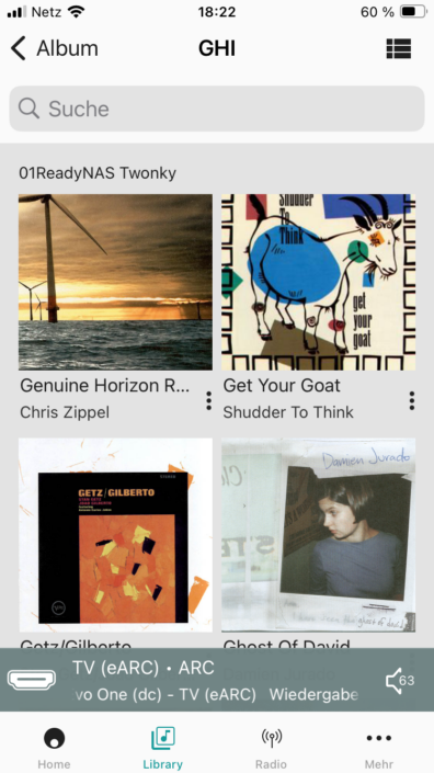 Cambridge Audio Evo One App Screenshot NAS-Festplatte