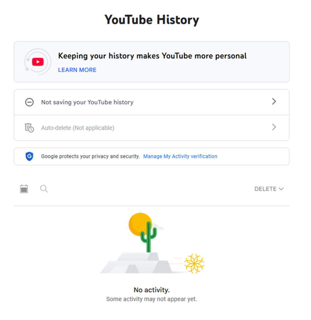 Screenshot YouTube Historie