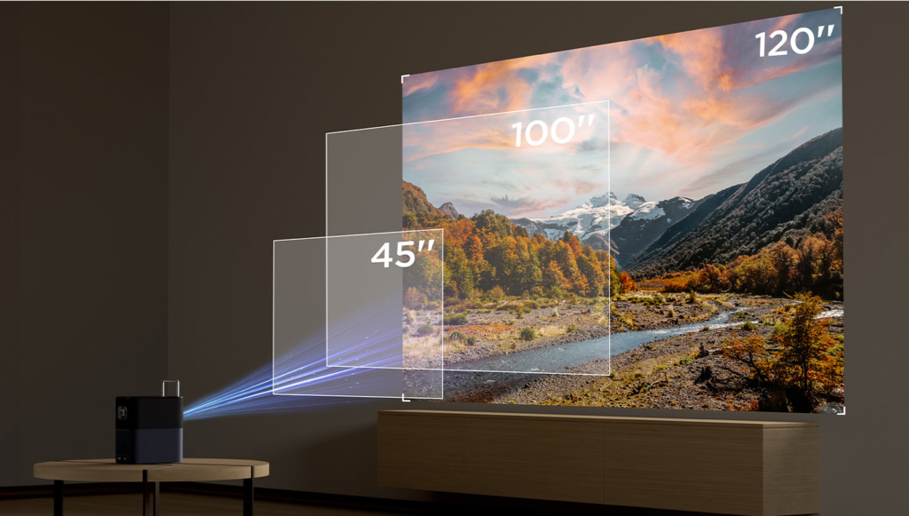Der TCL Projector A1 projiziert Diagonalen von bis zu 120 Zoll.