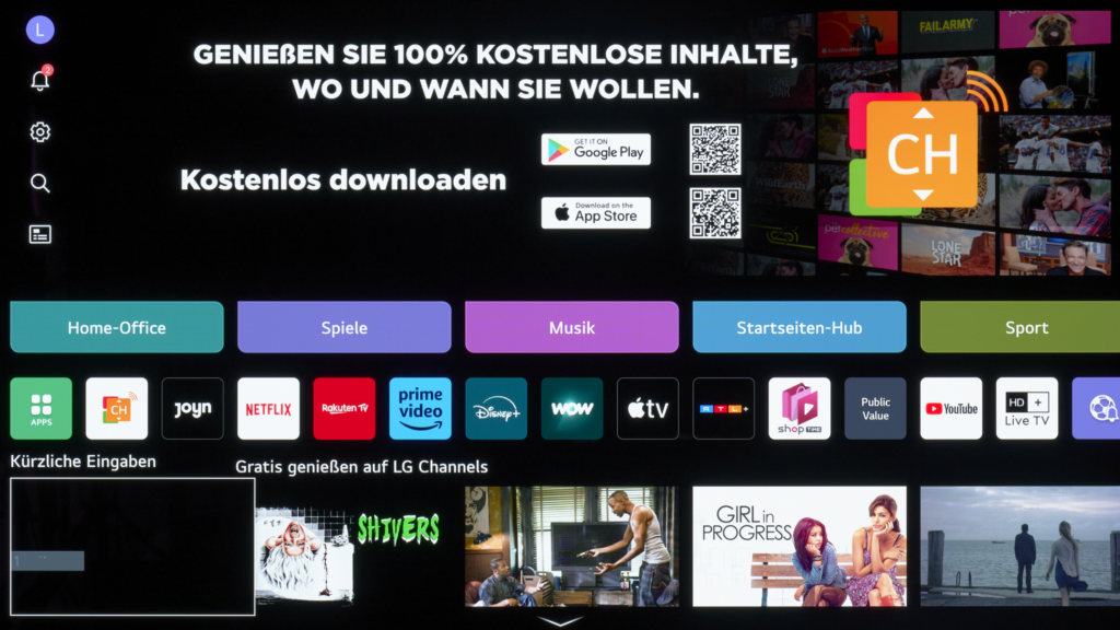 LG G4 vs Samsung S95D – webos Screenshot