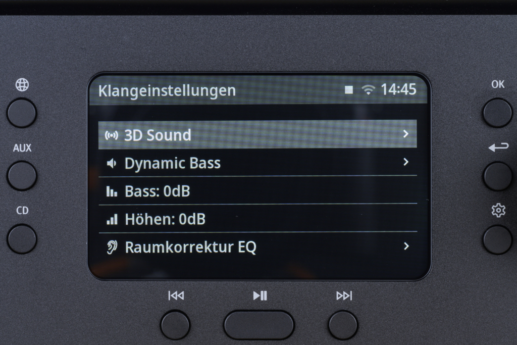 Sonoro Meisterstück (Gen. 2) – Einstellungen des Sounds