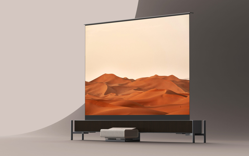 Das XGIMI Ascend enthält einen Beamer, eine Leinwand und eine integrierte Soundbar. 