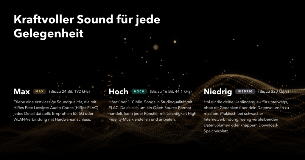 Tidal Tipps und Tricks – Qualitaetsstufen