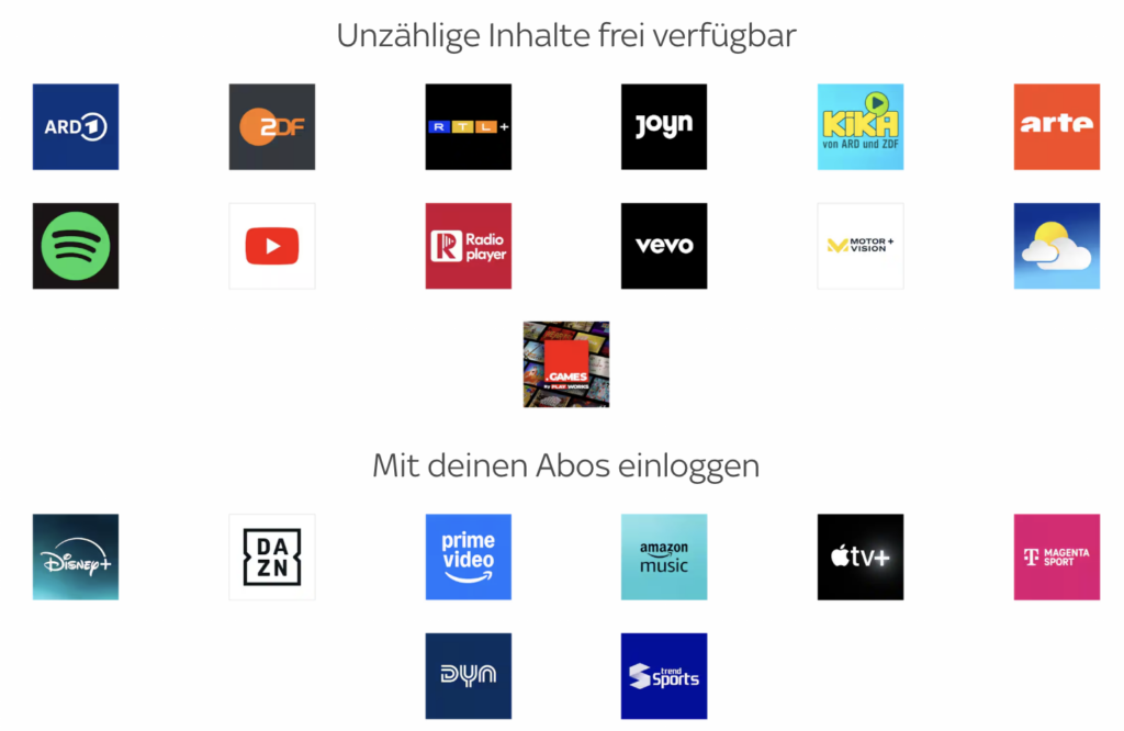 Die Apps von Sky Stream