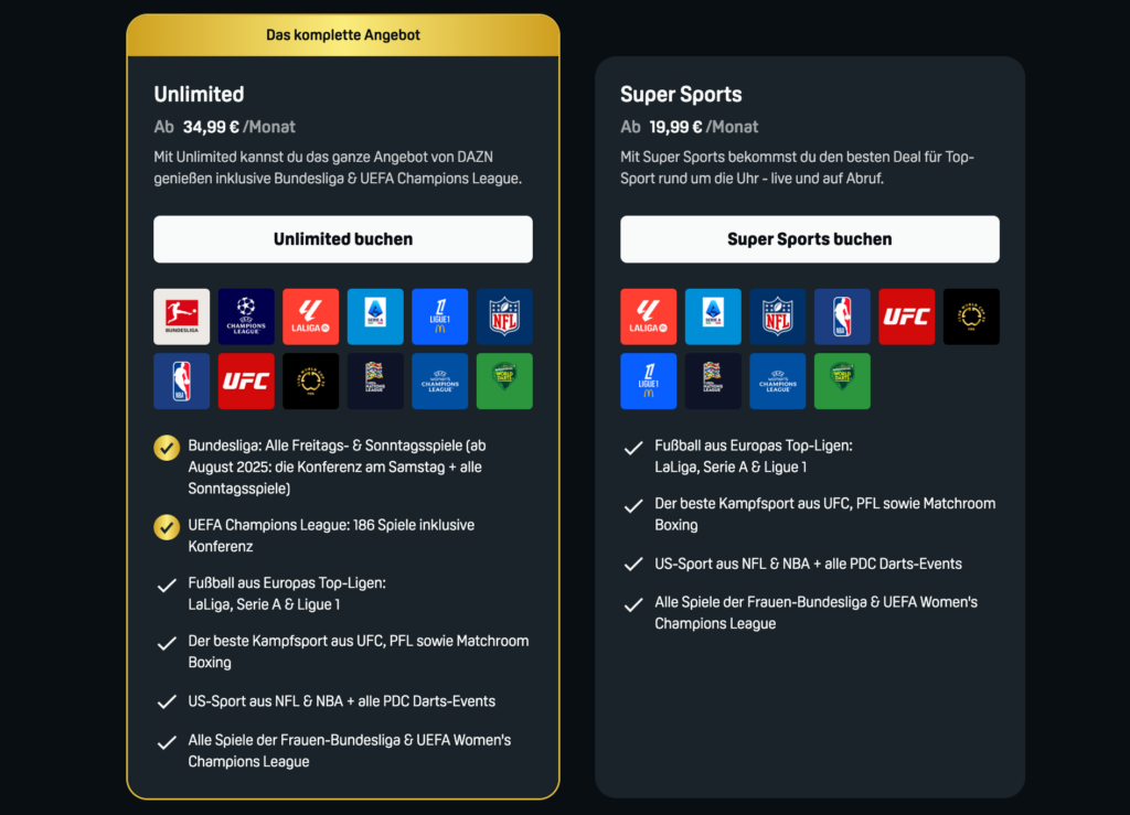 Inzwischen kostet DAZN sogar bereits 34,99 Euro im Monat.