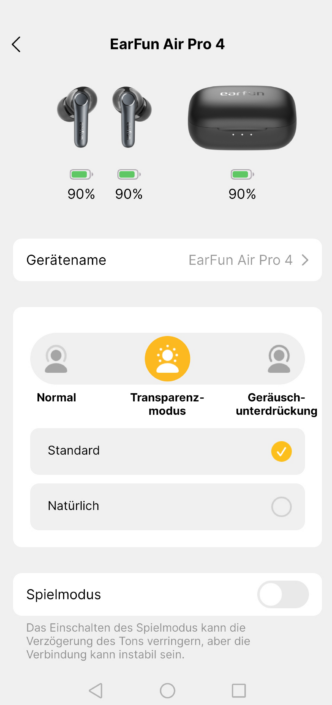 EarFun Screenshot ANC
