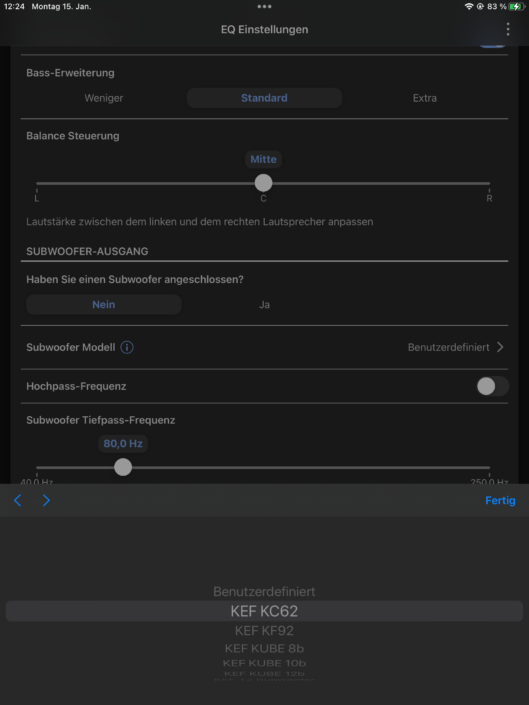 KEF LS50 Wireless II vs. Technics SC-CX700 App Klangeinstellungen KEF
