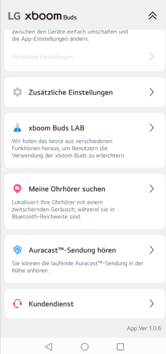 LG Screenshot – Menü