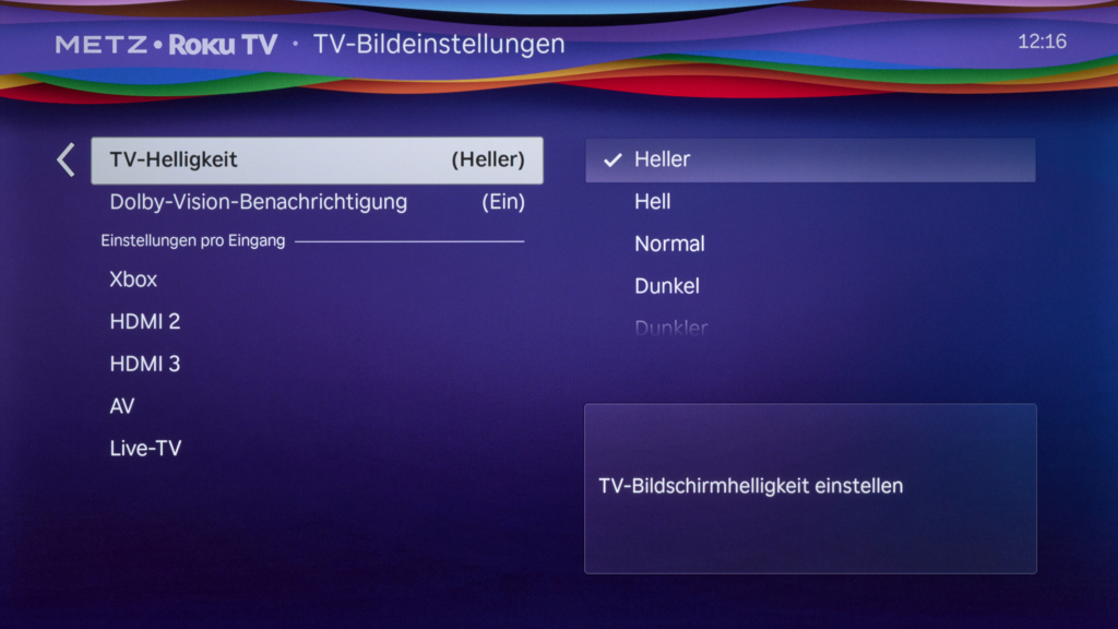 Einstellungen Menü