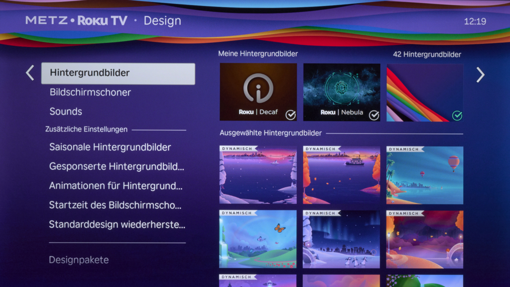 Design-Menü Roku TV