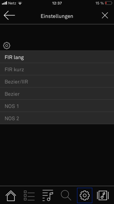T+A R 2500 R App Screenshot DAC-Filter