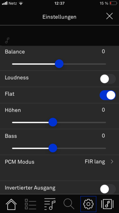 T+A R 2500 R App Screenshot Klangeinstellungen